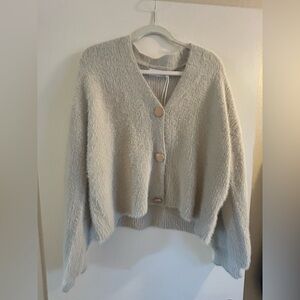 Petal & pup Willow Fuzzy Large Button Cardigan - Light Grey size small